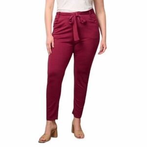 NWOT boutique Elegant Burgundy front tie soft & stretchy plus size Women's Pants